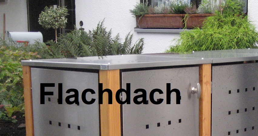Mülltonnenbox Für 2×240 Liter – Edelstahl Mit Bangkirai-Holzpfosten & Abschließbarem Griff (Klappdach)
